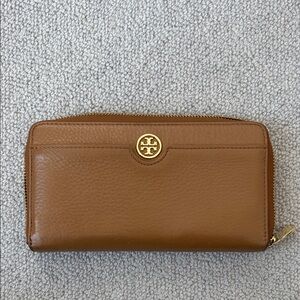 Tory Burch Tan Leather Zip Wallet